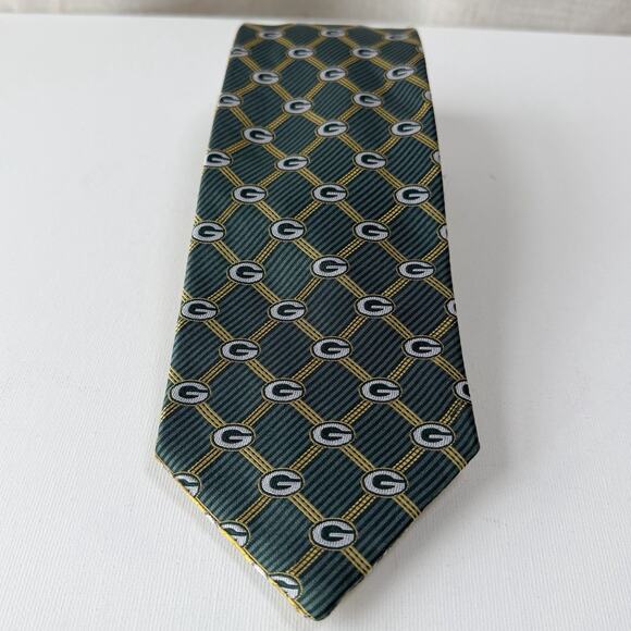 NFL Green Bay Packers Reversible Silk Tie 100% Silk Vintage Logo Pattern - Picture 2 of 16